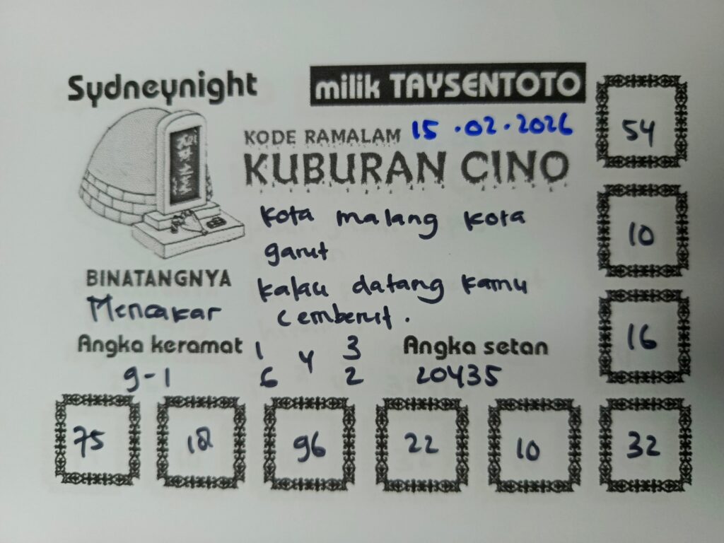 Syair Kuburan Cino SydneyNight Hari ini Minggu, 15 Februari 2026
