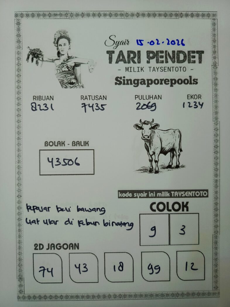 Syair Tari Pendet SGP Hari ini Minggu, 15 Februari 2026