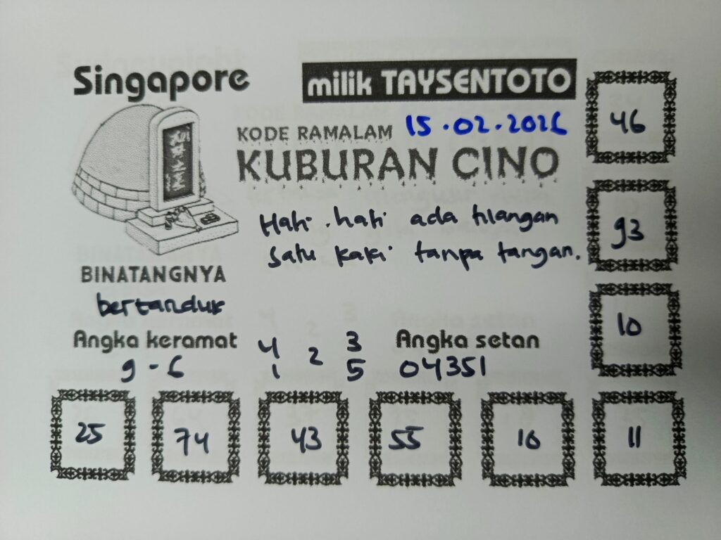 Syair Kuburan Cino SGP Hari ini Minggu, 15 Februari 2026