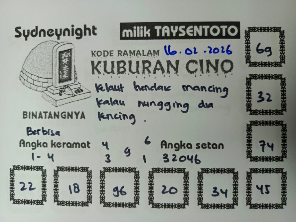 Syair Kuburan Cino SydneyNight Hari ini Senin, 16 Februari 2026
