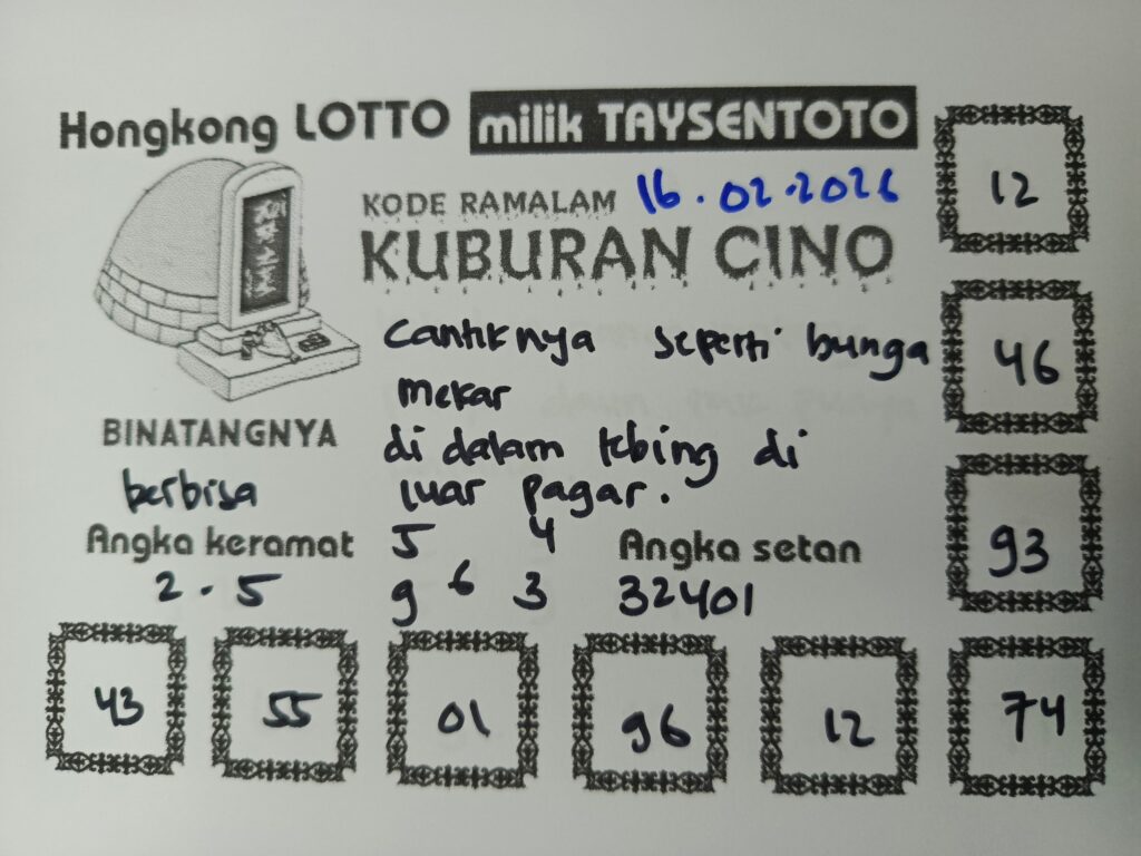 Syair Kuburan Cino HK Hari Senin, 16 Februari 2026