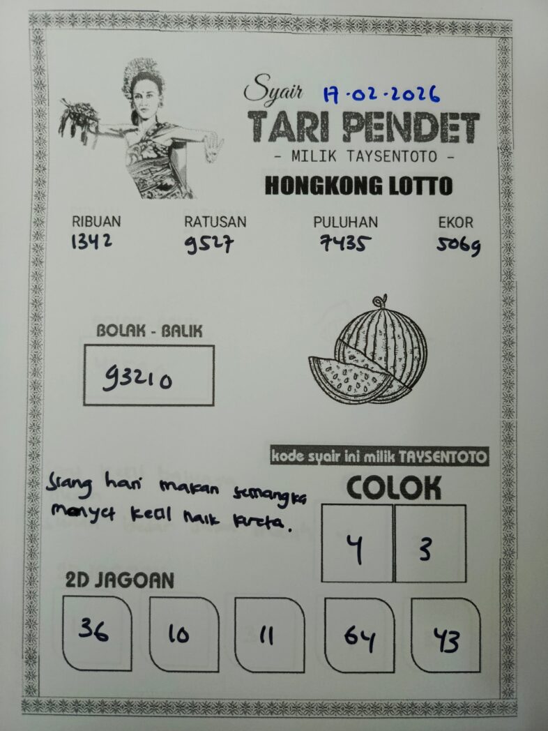 Syair Tari Pendet HK Hari Selasa, 17 Februari 2026