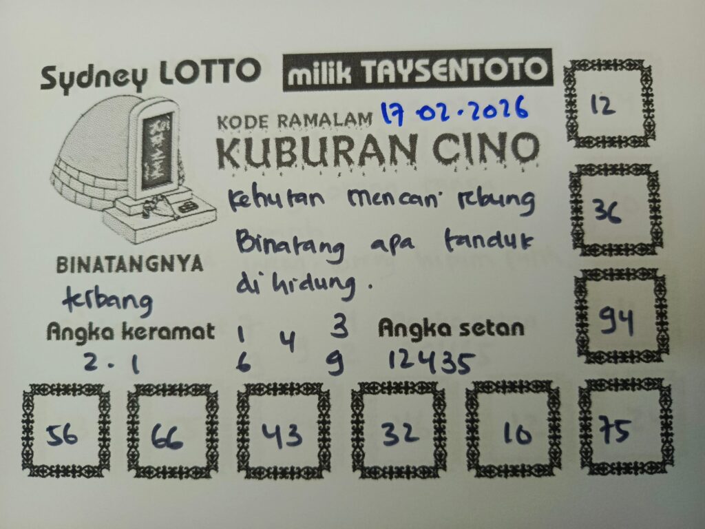 Syair Kuburan Cino Sydney Hari ini Selasa, 17 Februari 2026