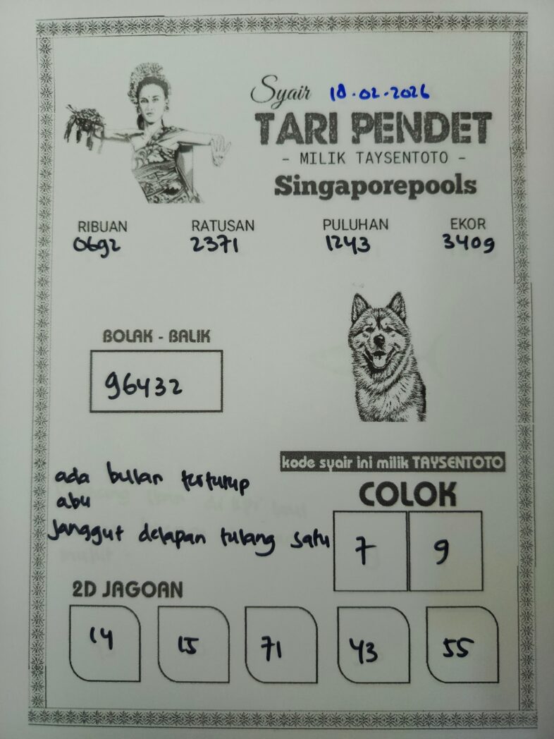 Syair Tari Pendet SGP Hari ini Rabu, 18 Februari 2026