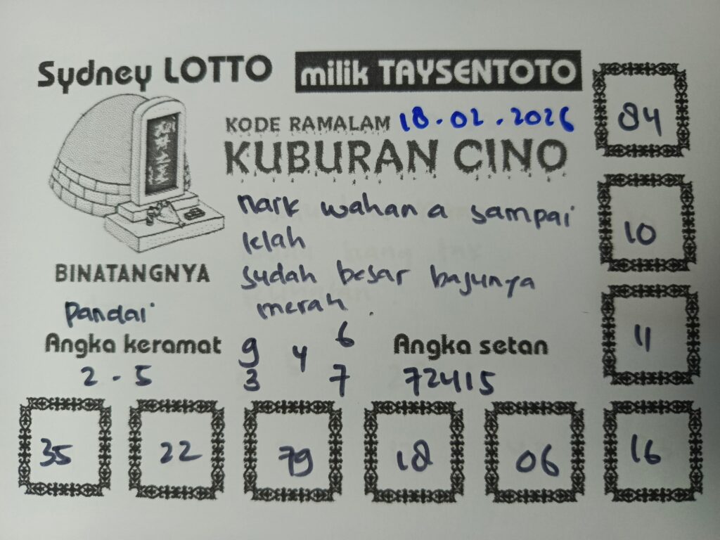 Syair Kuburan Cino Sydney Hari ini Rabu, 18 Februari 2026