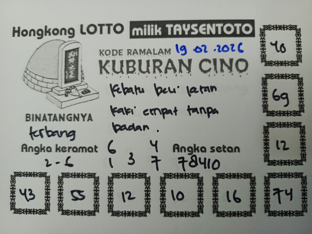 Syair Kuburan Cino HK Hari Kamis, 19 Februari 2026