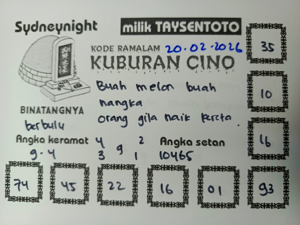 Syair Kuburan Cino SydneyNight Hari ini Jumat, 20 Februari 2026