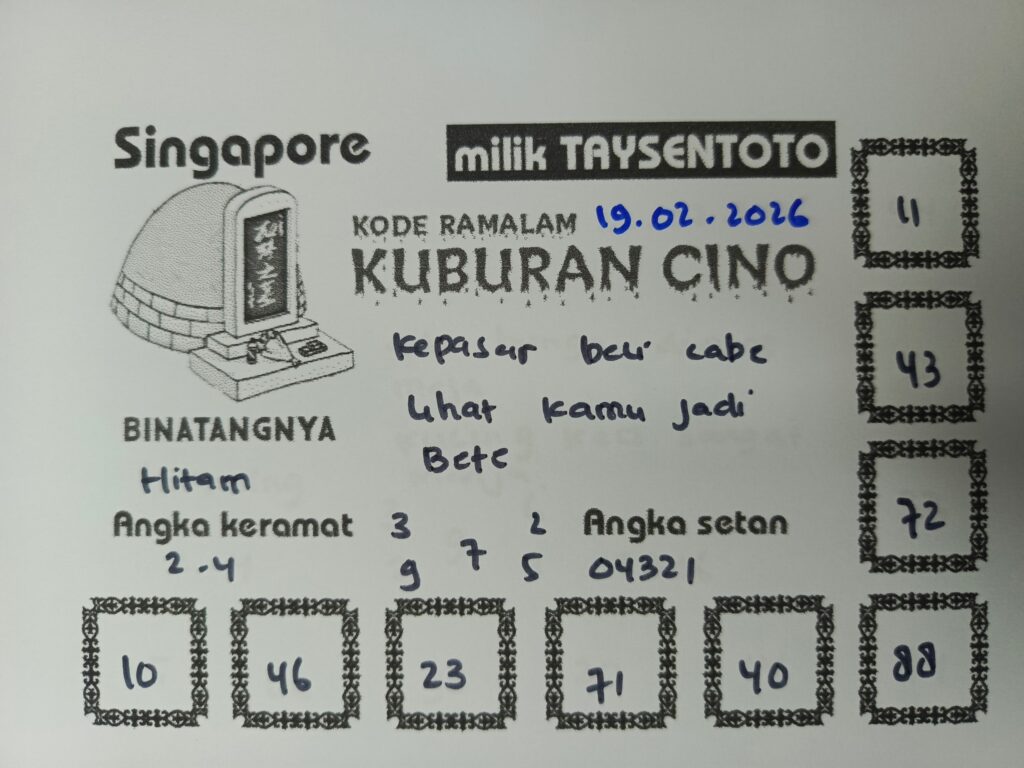 Syair Kuburan Cino SGP Hari ini Kamis, 19 Februari 2026