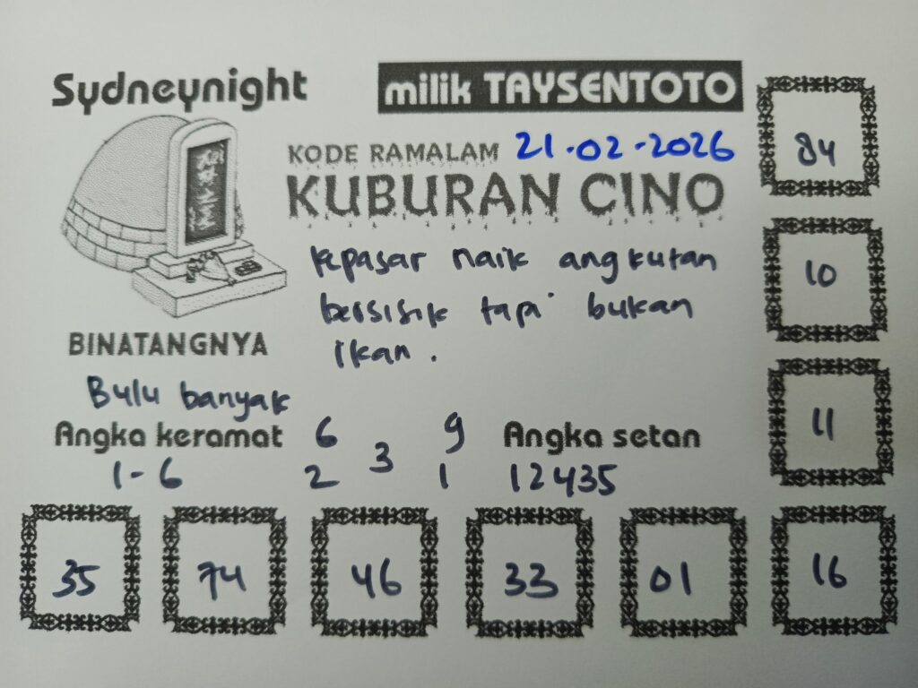 Syair Kuburan Cino SydneyNight Hari ini Sabtu, 21 Februari 2026