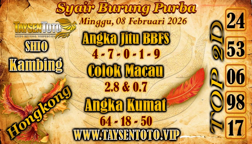 Syair Burung Purba HK Hari Minggu, 08 Februari 2026