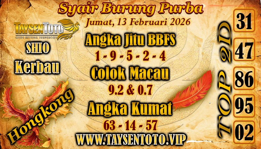 Syair Burung Purba HK Hari Jumat, 13 Februari 2026
