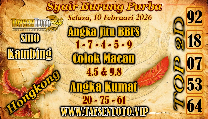 Syair Burung Purba HK Hari Selasa, 10 Februari 2026