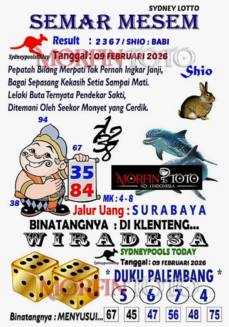 SYAIR TOGEL SEMAR MESEM SYDNEY LOTTO 09 MARET 2026
