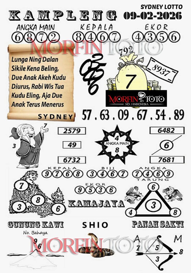 SYAIR TOGEL SENTANA SYDNEY LOTTO 09 MARET 2026