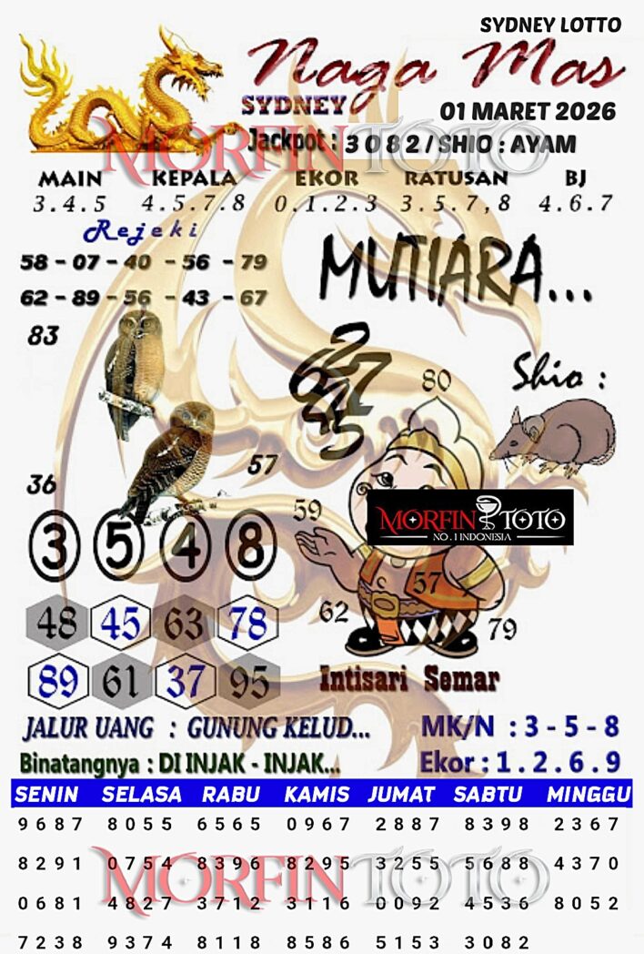 SYAIR TOGEL NAGA MAS SYDNEY LOTTO 01 MARET 2026