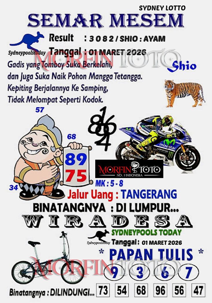 SYAIR TOGEL SEMAR MESEM SYDNEY LOTTO 01 MARET 2026