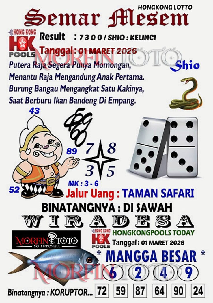 SYAIR TOGEL SEMAR MESEM HONGKONG LOTTO 01 MARET 2026