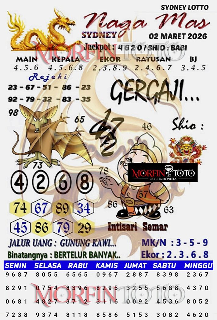 SYAIR TOGEL NAGA MAS SYDNEY LOTTO 02 MARET 2026
