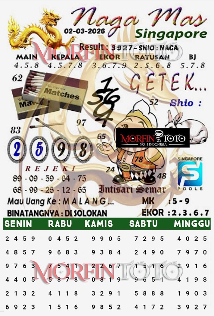 SYAIR TOGEL SINGAPORE NAGA MAS 02  MARET 2026