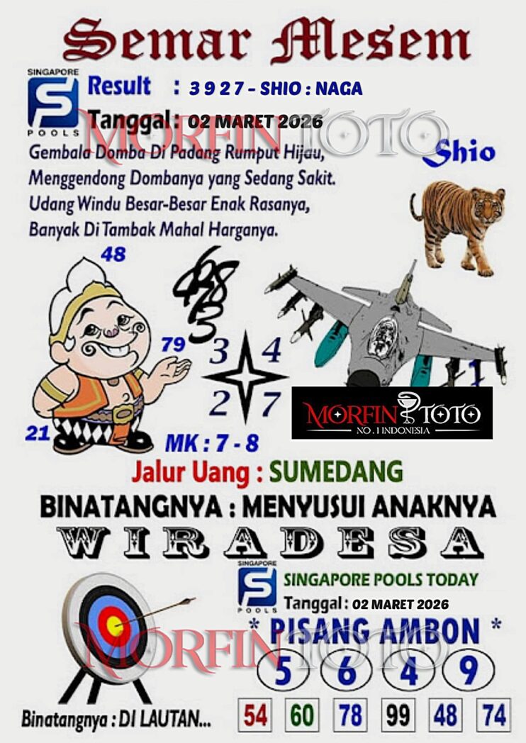 SYAIR TOGEL SINGAPORE SEMAR MESEM 02 MARET 2026