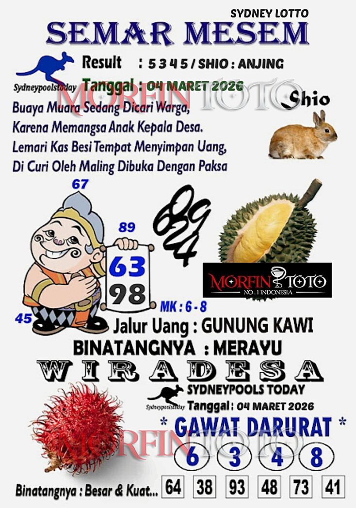 SYAIR TOGEL SEMAR MESEM SYDNEY LOTTO 04 MARET 2046