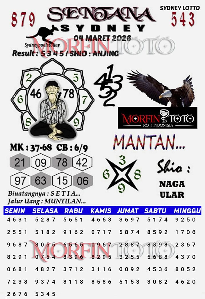 SYAIR TOGEL SENTANA SYDNEY LOTTO 04 MARET 2046