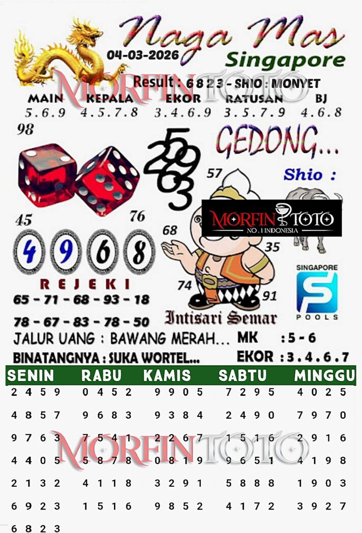 SYAIR TOGEL SINGAPORE NAGA MAS 04  MARET 2046