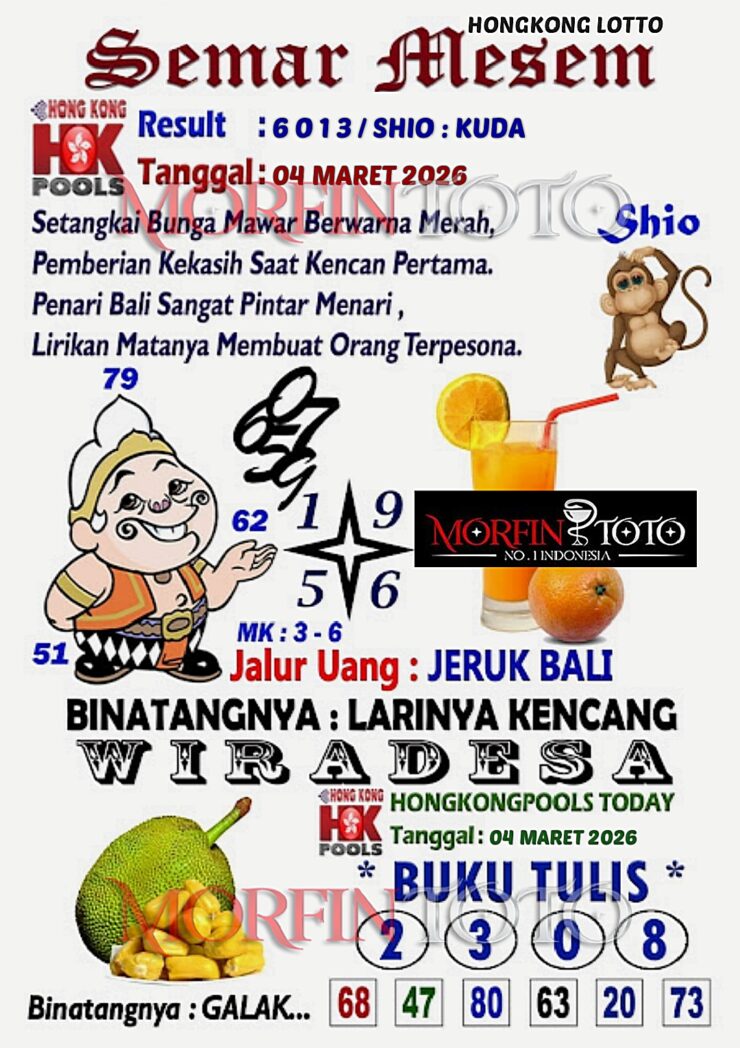 SYAIR TOGEL SEMAR MESEM  HONGKONG LOTTO 04 MARET 2046