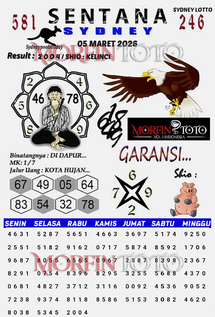 SYAIR TOGEL SENTANA SYDNEY LOTTO 05 MARET 2026
