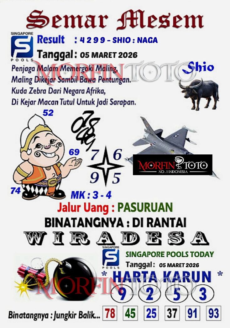 SYAIR TOGEL SINGAPORE SEMAR MESEM 05 MARET 2026