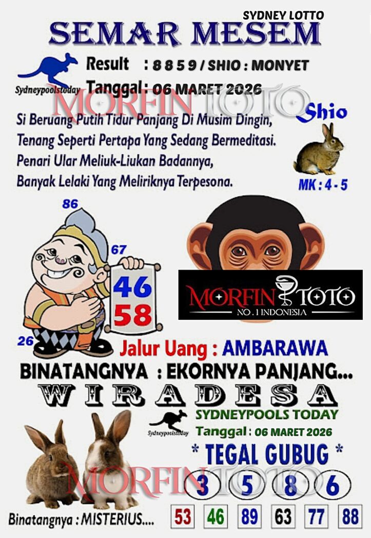 SYAIR TOGEL SEMAR MESEM SYDNEY LOTTO 06 MARET 2026