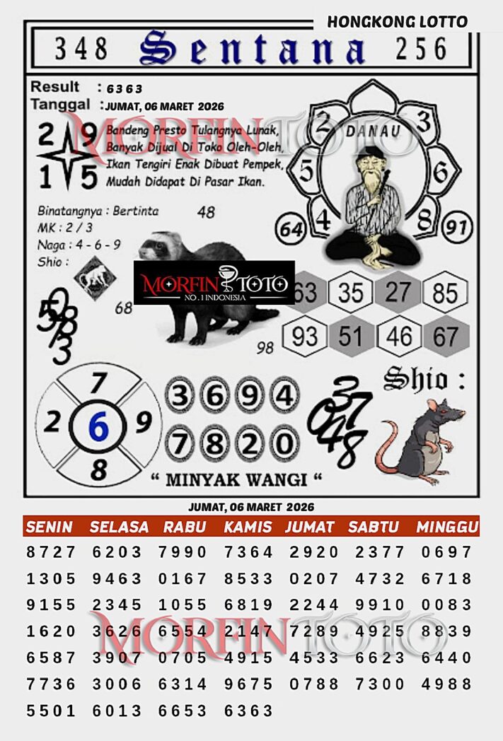 SYAIR TOGEL SENTANA  HONGKONG LOTTO 06 MARET 2026