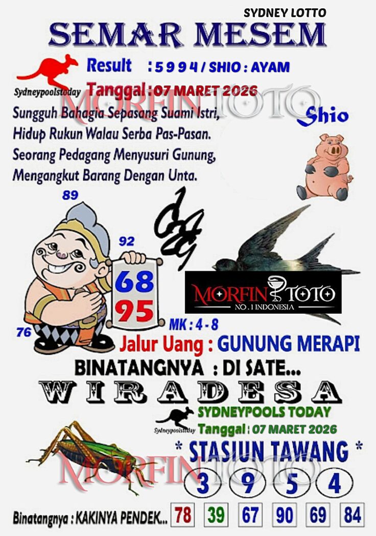 SYAIR TOGEL SEMAR MESEM SYDNEY LOTTO 07 MARET 2026