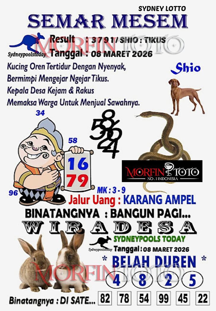 SYAIR TOGEL SEMAR MESEM SYDNEY LOTTO 08 MARET 2026