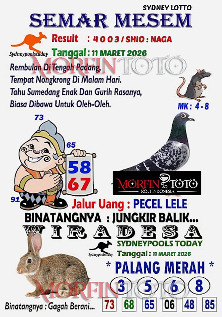 SYAIR TOGEL SEMAR MESEM SYDNEY LOTTO 11 MARET 2026
