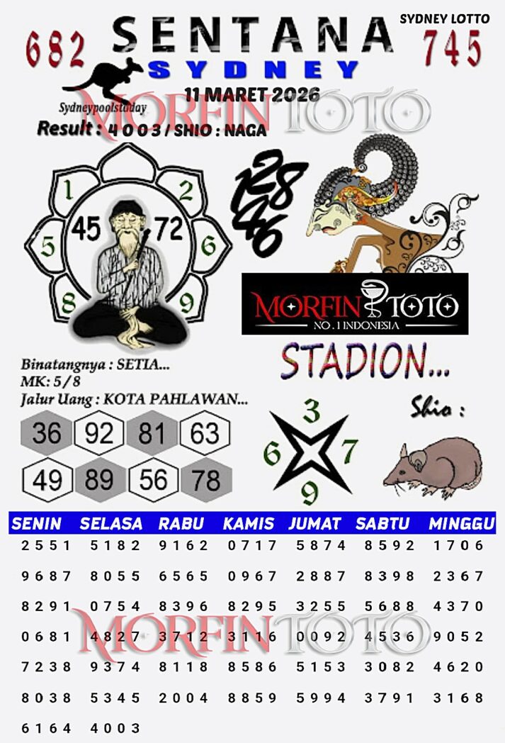 SYAIR TOGEL SENTANA SYDNEY LOTTO 11 MARET 2026