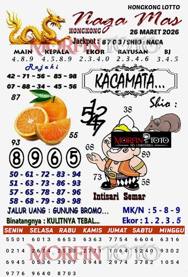 SYAIR TOGEL NAGA MAS  HONGKONG LOTTO 26 MARET 2026