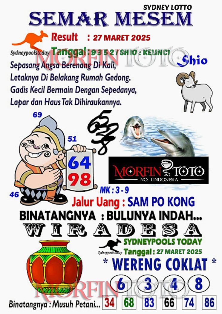 SYAIR TOGEL SEMAR MESEM SYDNEY LOTTO 27 MARET 2026