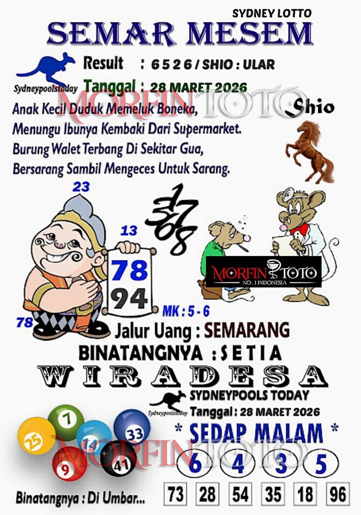 SYAIR TOGEL SEMAR MESEM SYDNEY LOTTO 28 MARET 2026