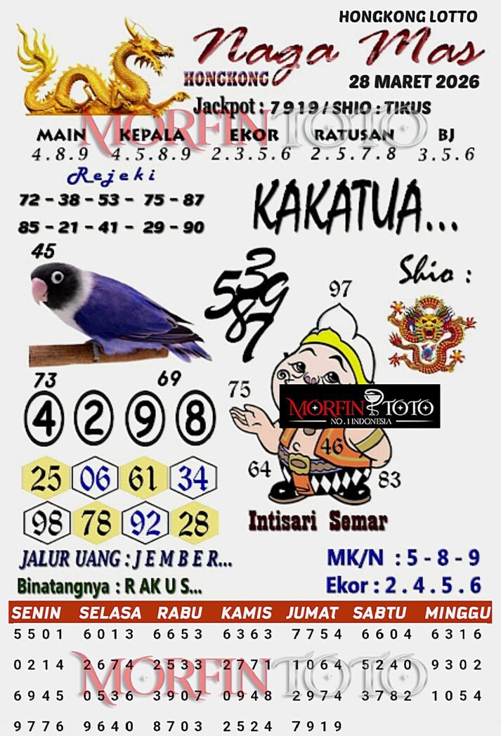 SYAIR TOGEL NAGA MAS  HONGKONG LOTTO 28 MARET 2026