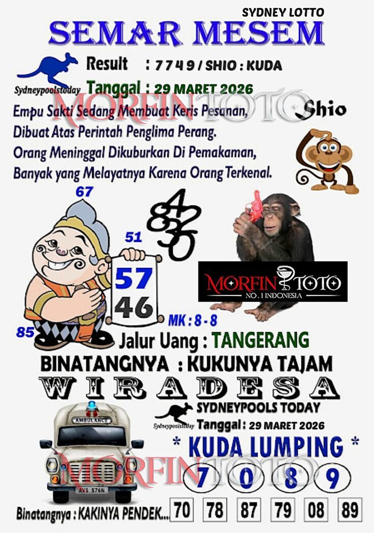 SYAIR TOGEL SEMAR MESEM SYDNEY LOTTO 29 MARET 2026