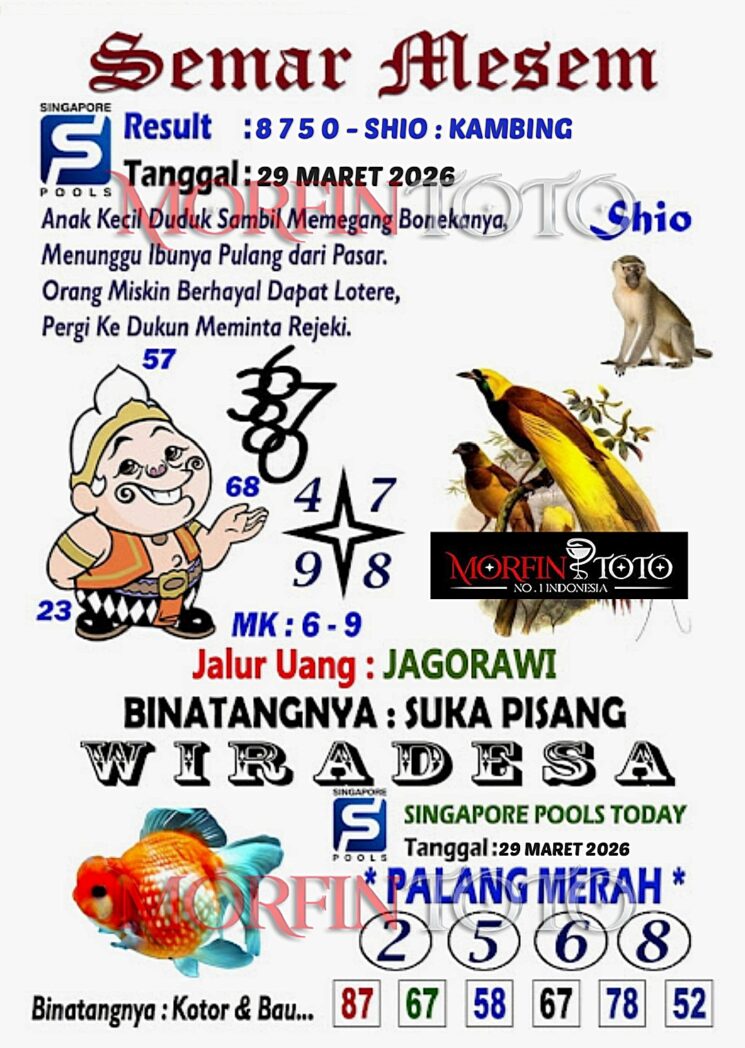 SYAIR TOGEL SINGAPORE SEMAR MESEM 29 MARET 2026