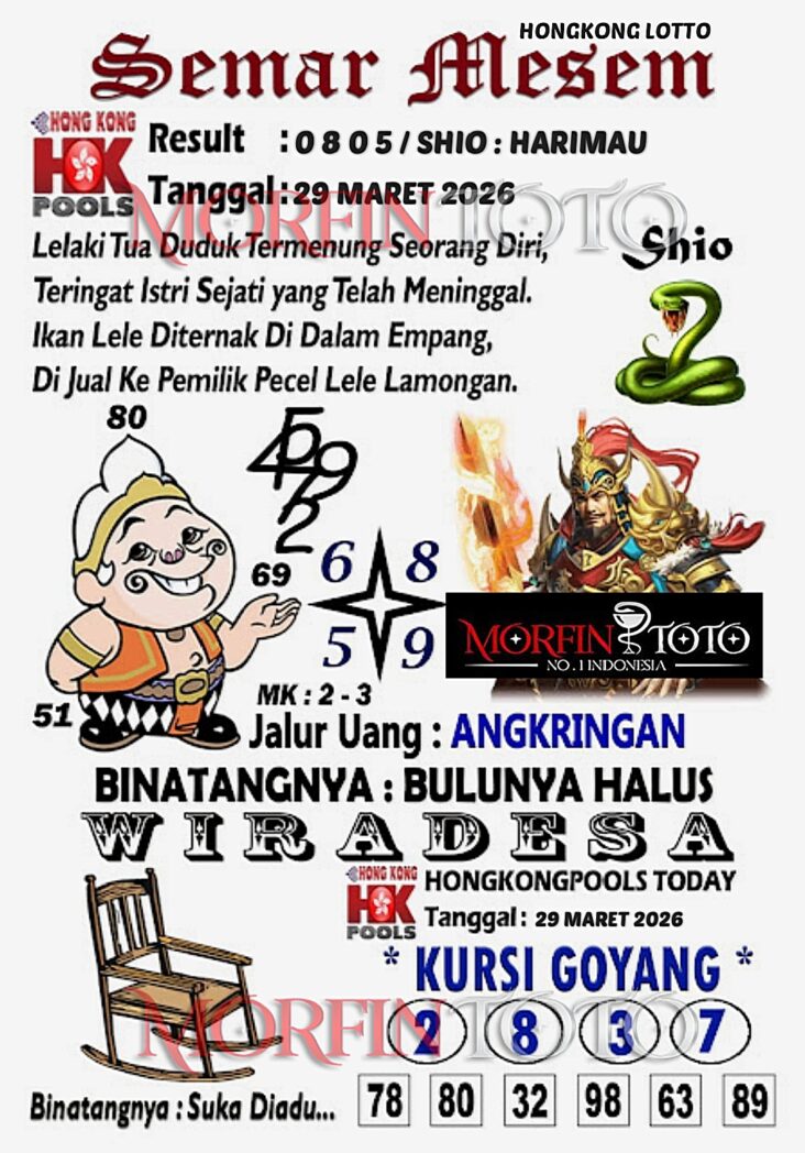 SYAIR TOGEL SEMAR MESEM  HONGKONG LOTTO 29 MARET 2026