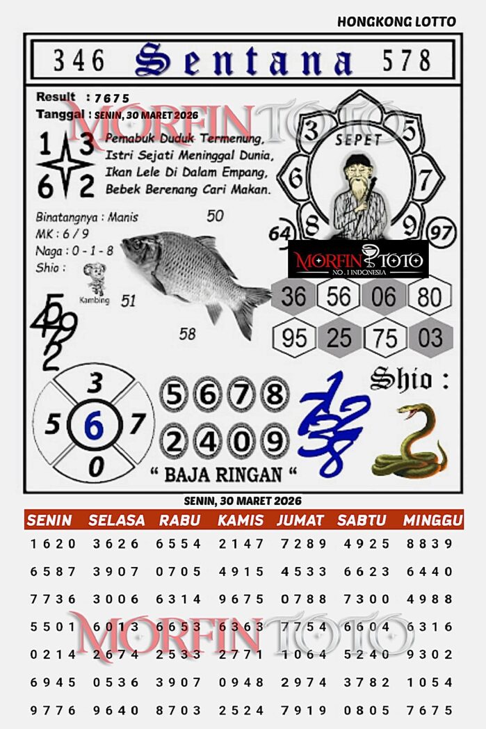 SYAIR TOGEL SENTANA  HONGKONG LOTTO 30 MARET 2026