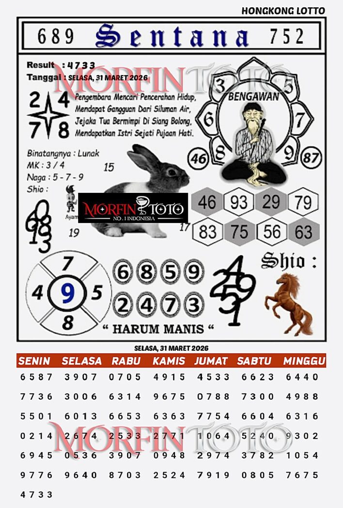 SYAIR TOGEL SENTANA HONGKONG LOTTO 31 MARET 2026