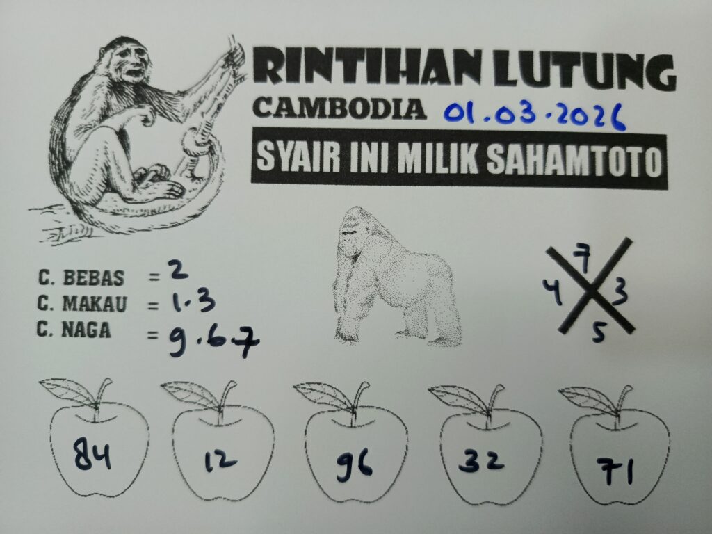 Syair Rintihan Lutung CAMBODIA Pools Hari ini MINGGU 01 MARET 2026