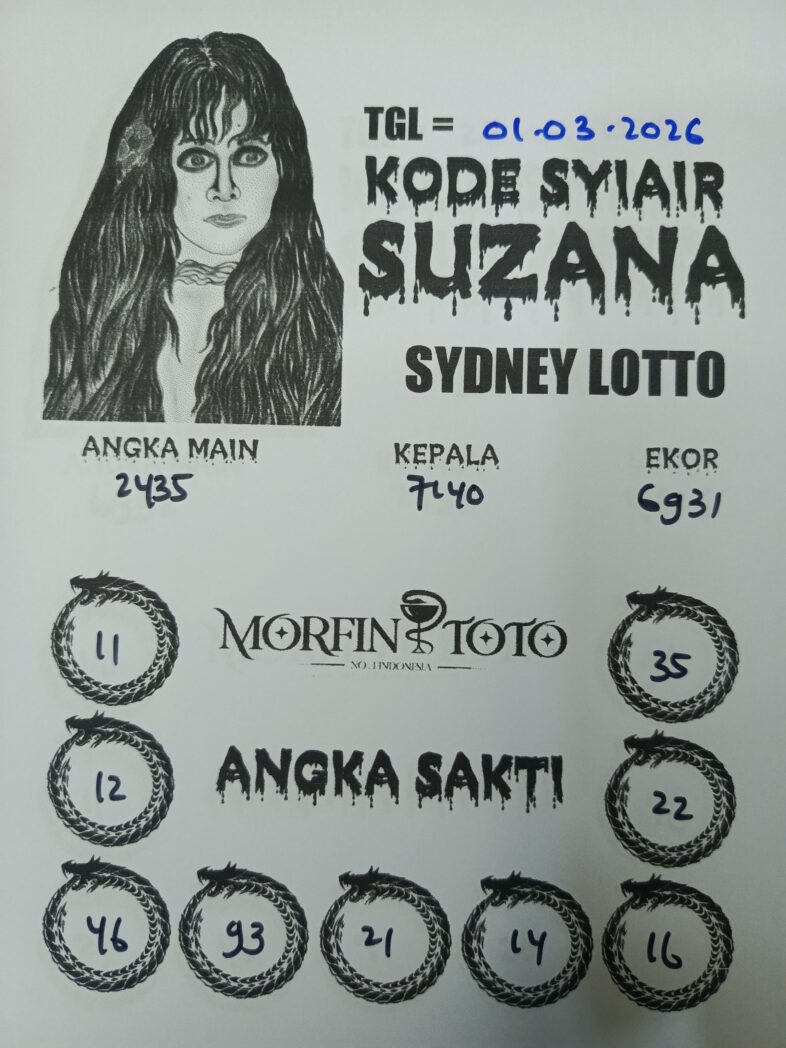 SYAIR TOGEL SUZANA SYDNEY LOTTO 01 MARET 2026