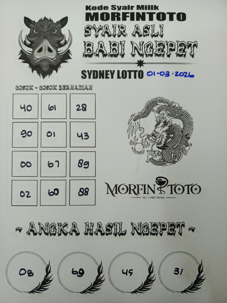 SYAIR TOGEL BABI NGEPET SYDNEY LOTTO 01 MARET 2026