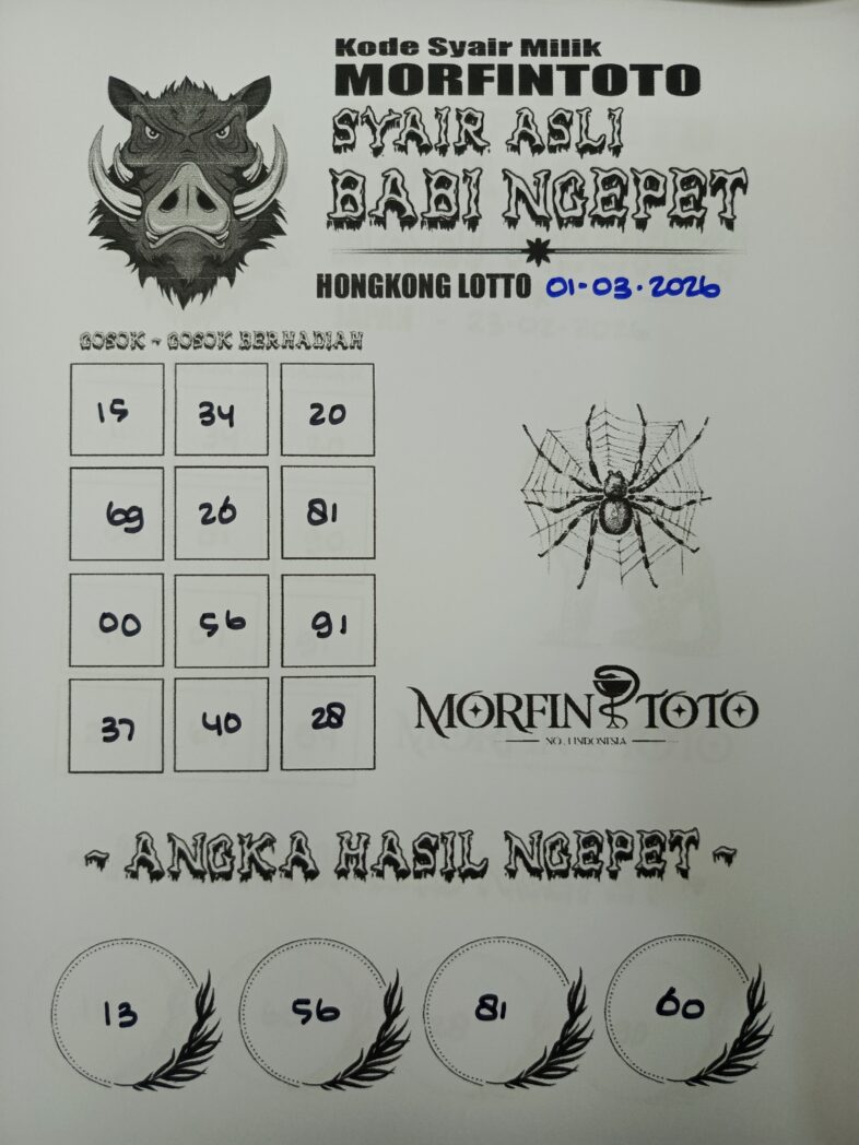SYAIR TOGEL BABI NGEPET HONGKONG LOTTO 01 MARET 2026