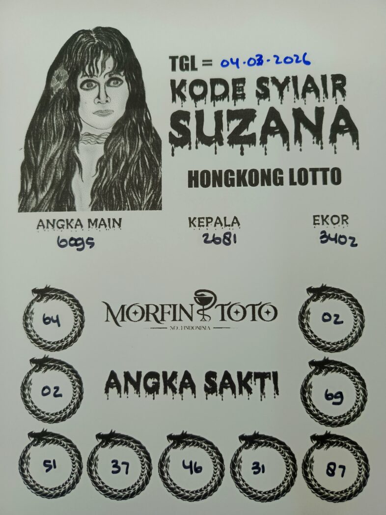 SYAIR TOGEL SUZANA  HONGKONG LOTTO 04 MARET 2046